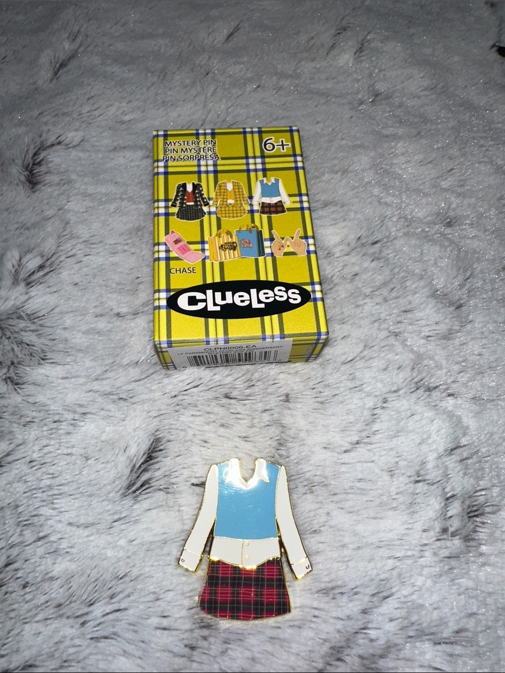 Clueless Enamel Pin - Light Blue Top with Red Plaid Skirt